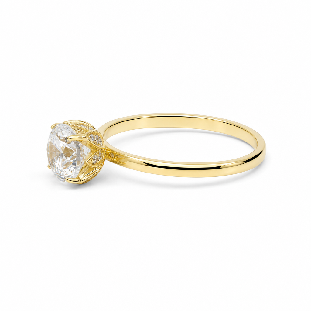 14K Yellow Gold Women's Engagement Ring / Stone: Cz / Size: 9 / Weight: 1.8 GR / DQWR4ER-2