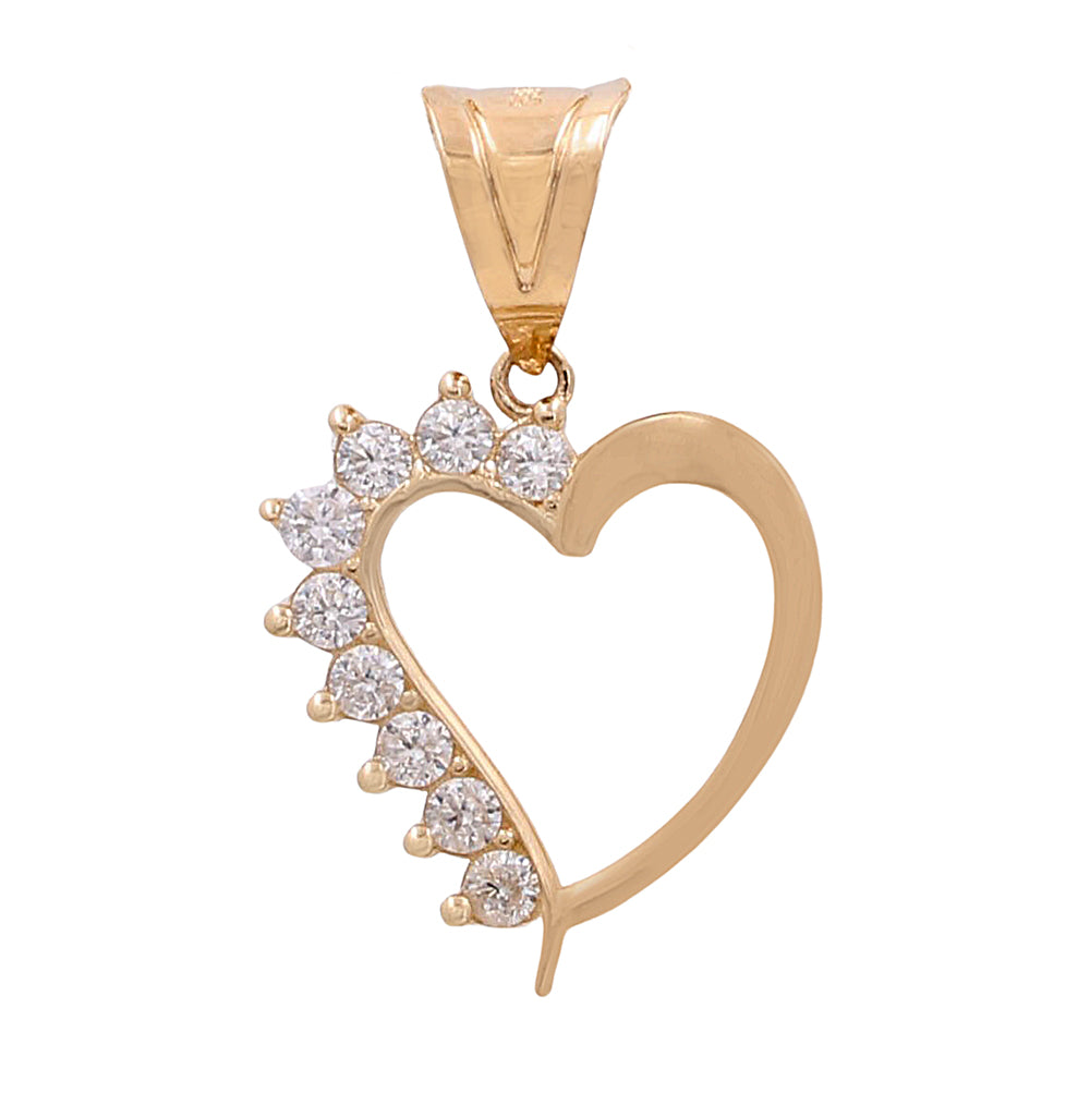 14K Yellow Gold Heart Pendant with Cubic Zirconias