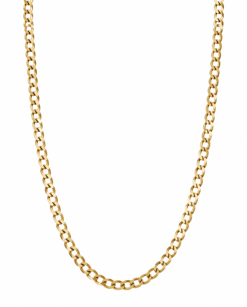 14K FC TF Yellow Gold Solid Curb Chain / Size: 5.5mm 24" / Weight: 20.9gr / FCCH4CB5.5-24