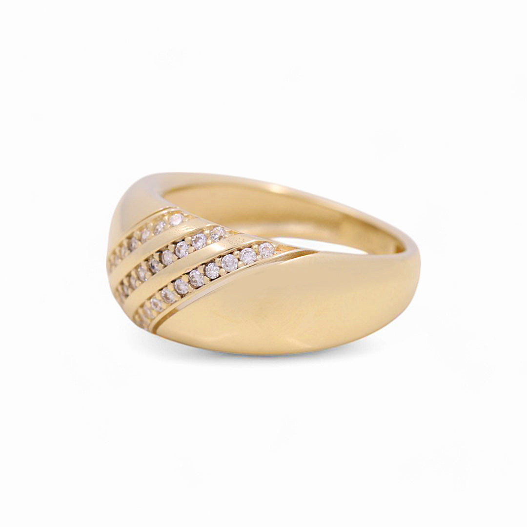 10K Yellow Gold Women's Fashion Ring with Cz / Size: 7 / Weight: 2.6 GR / Y23-42