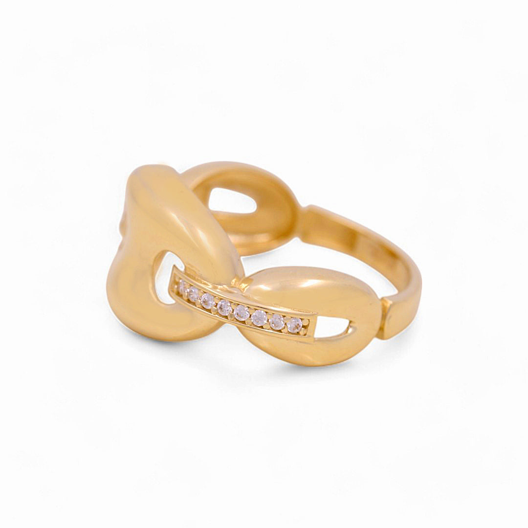14K Yellow Gold Fashion GG Women's Ring with White Cz / Size: 7 / Weight: 3.3 GR / P18R-781