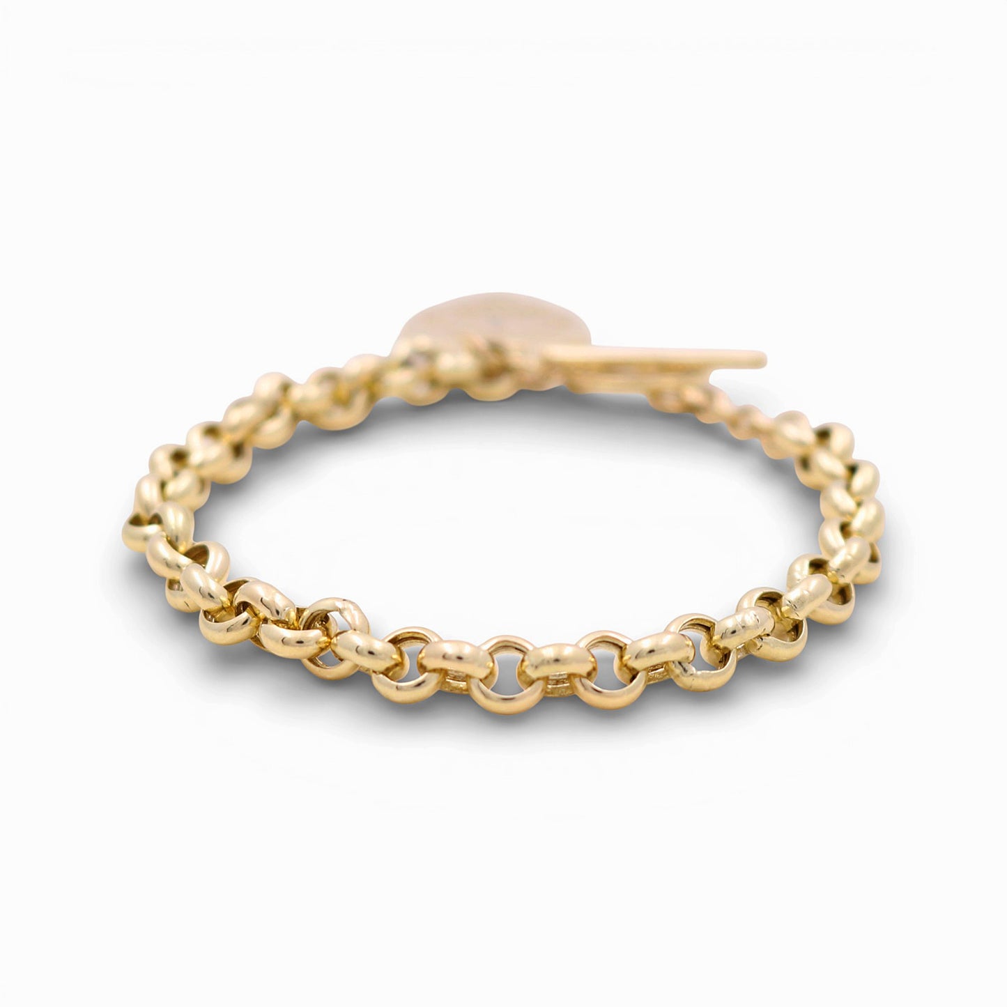 10k Yellow Gold Fashion Rolo Women's Bracelet with Hanging Heart / Size: 7.5" / Weight: 8.6 GR / DQWB0FSHR