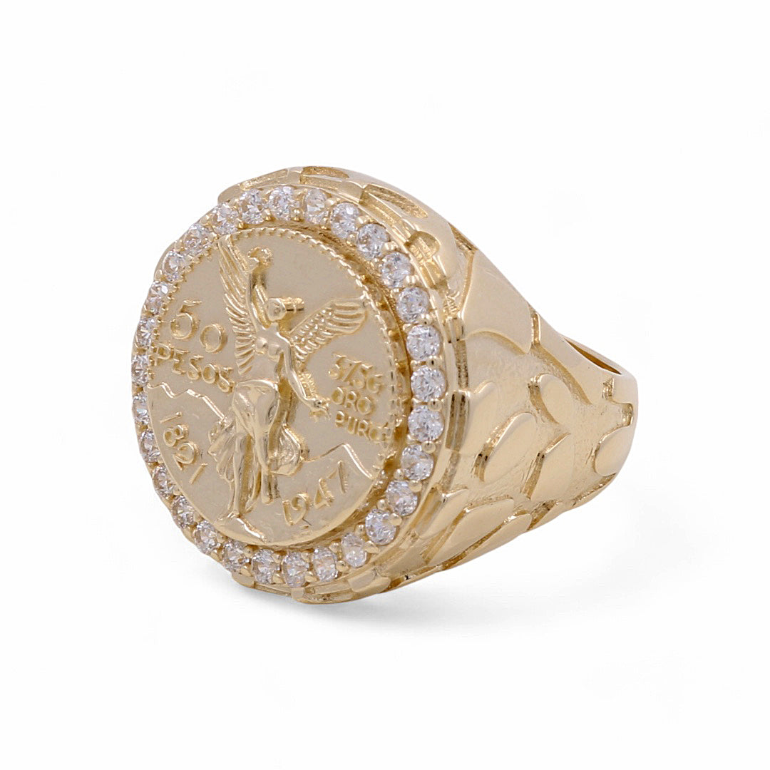 14K Yellow Gold Men’s Fashion Liberty Ring / CZ / Size 11 / Weight: 13.9 GR / COMR4CNT