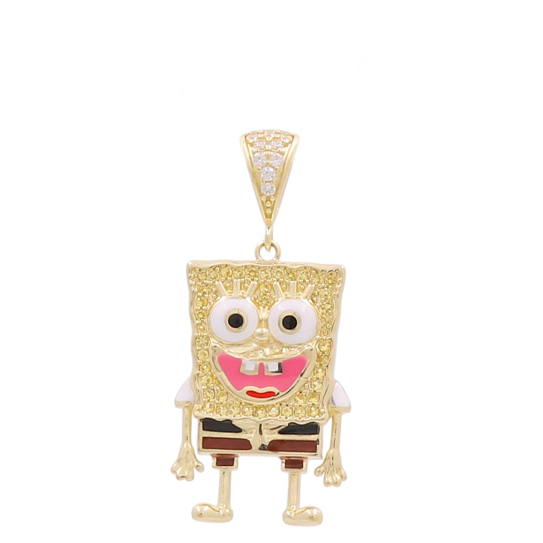 10K Yellow Gold Bob Esponja Pendant with Cz / Weight: 3.6 GR / P26P-285