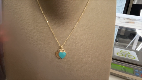 14K Yellow Gold Fashion Two Hearts Women's Necklace / Size: 17.5” / Weight: 4.6 GR / P55N-98