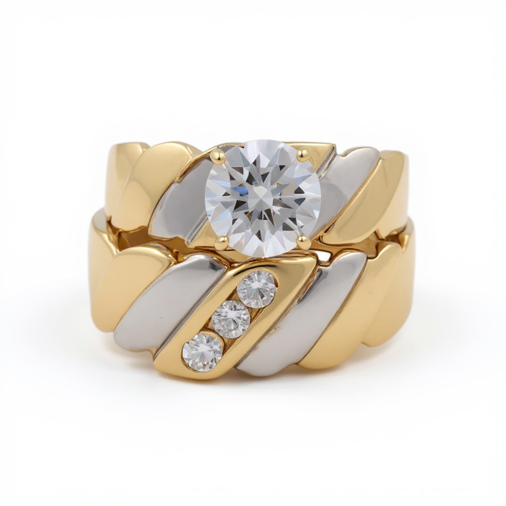 14K Yellow and White Gold Woman’s Bridal Set / Stone: Cz / Size: 8 / Weight: 6.9 GR / CCWRTT4BS-3