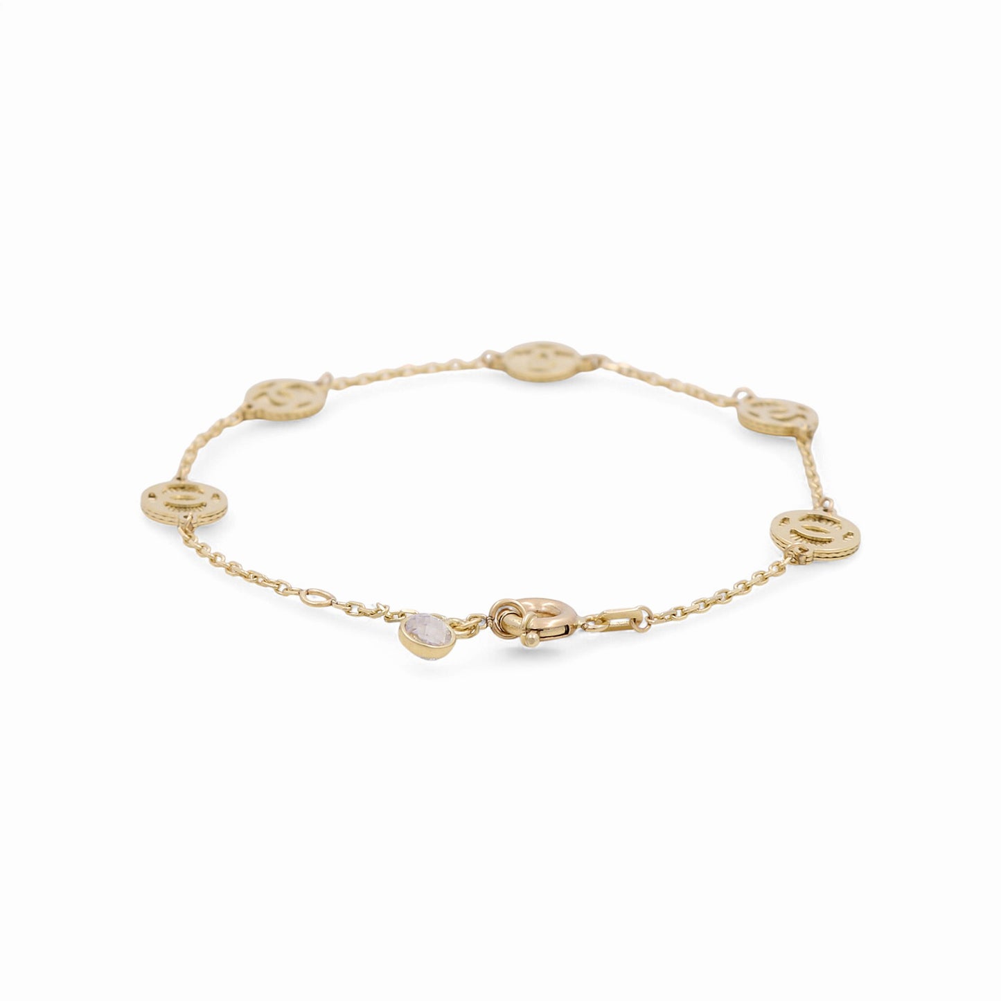 14K Yellow Gold Fashion CC Women's Bracelet / Size: 7” / Weight: 4 GR / DPWB4CC