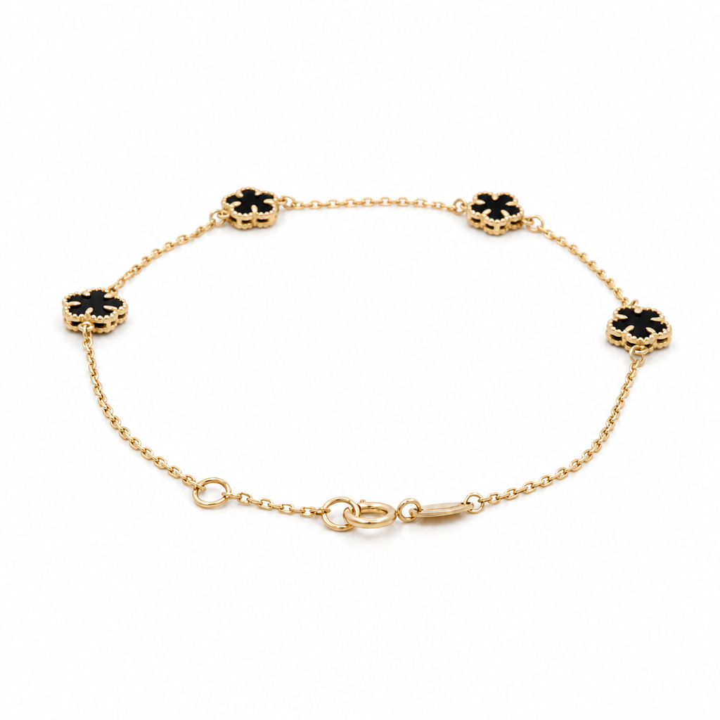 14K Yellow Gold Black Clover's Fashion Women's Bracelet / Size:7'' / Weight: 1.8GR / 401-01961