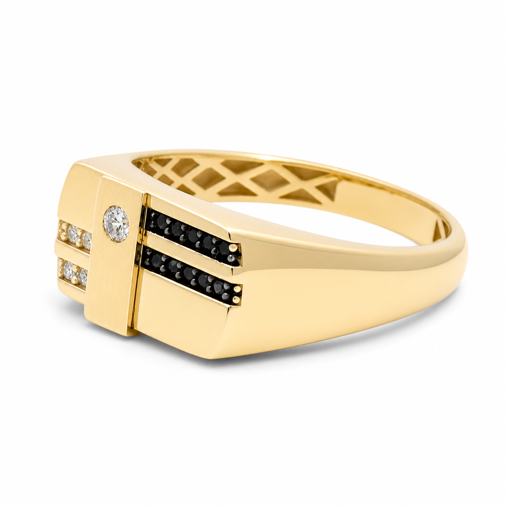 10K Yellow Gold Men's Ring with Cz Stone / Size: 10 / Weight: 3.9 GR / 602-00297
