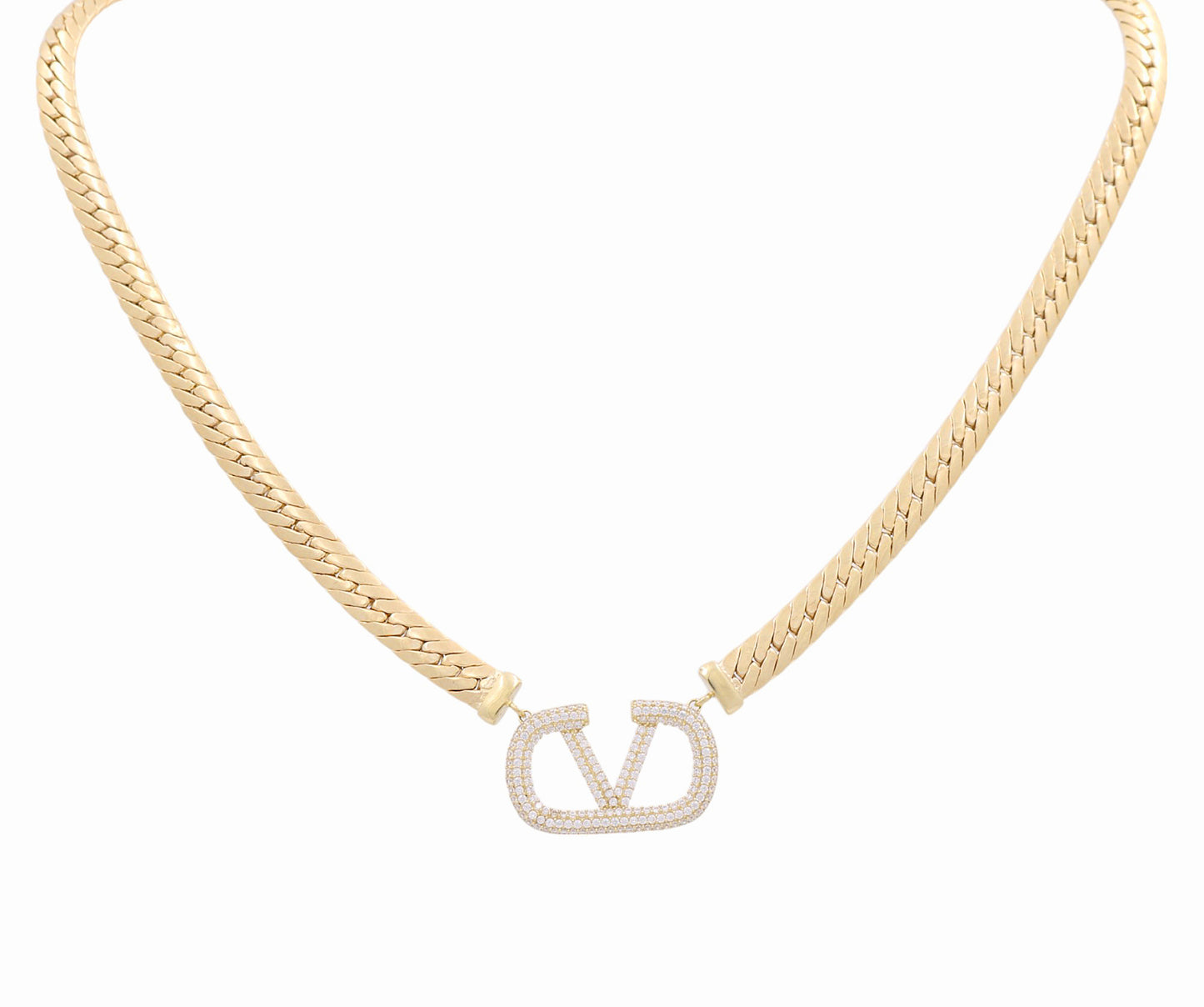 10K Yellow Gold Women's Fashion V Necklace With Cz / Size: 17" / Weight: 15.3 GR / DPNK0V