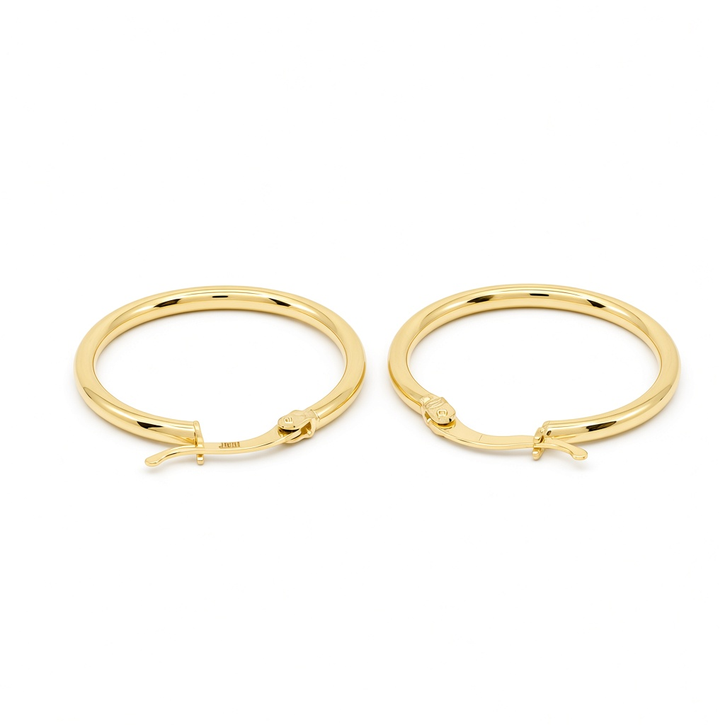 10K Yellow Gold Fashion Plain Hoop Earrings / Size: 2mmx23mm / Weight: 1.7 GR / DOEH0PL