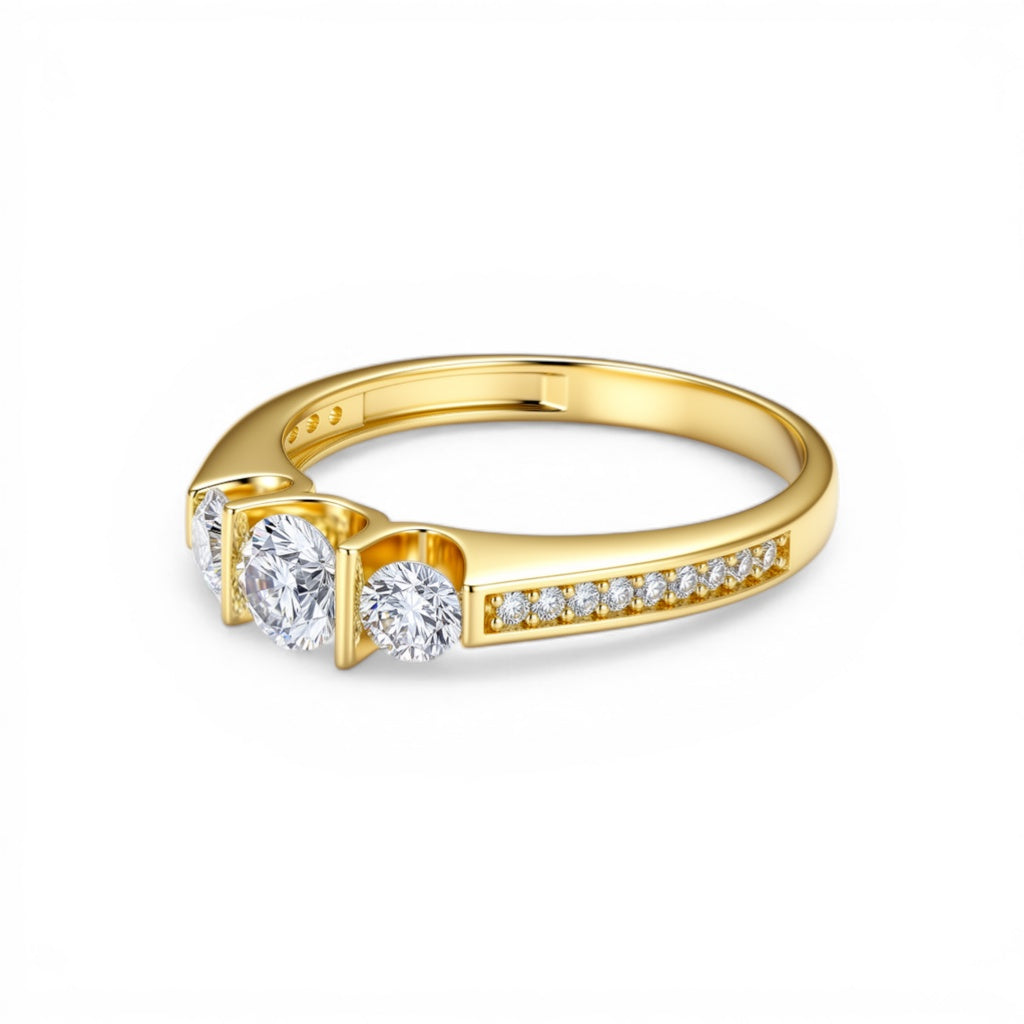 10K Yellow Gold Fashion Women's Ring with White Cz / Size: 7.5 / Weight: 2.1 GR / DQWR0FS-68