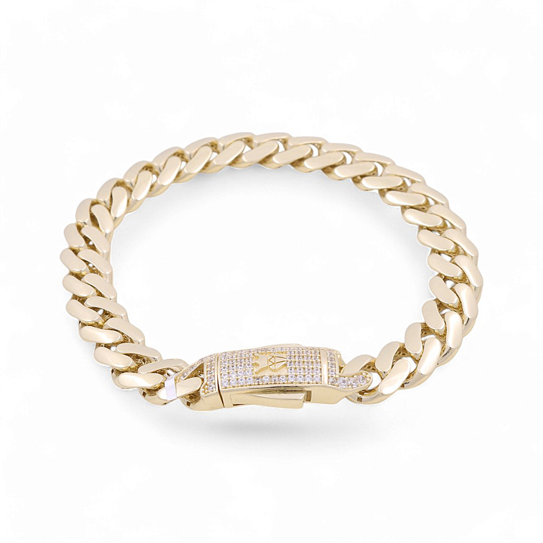 14K Yellow Gold Semisolid Monaco Bracelet / Stone: Cz / Size: 9mm 7.5" / Weight: 14.4gr / DOWB4MON9-7.5