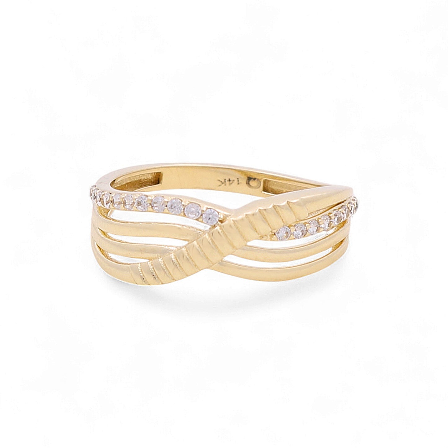 14K Yellow Gold Fashion Women's Ring with Cz / Size: 8.5 / Weight: 2 GR / DQWR4FS-27