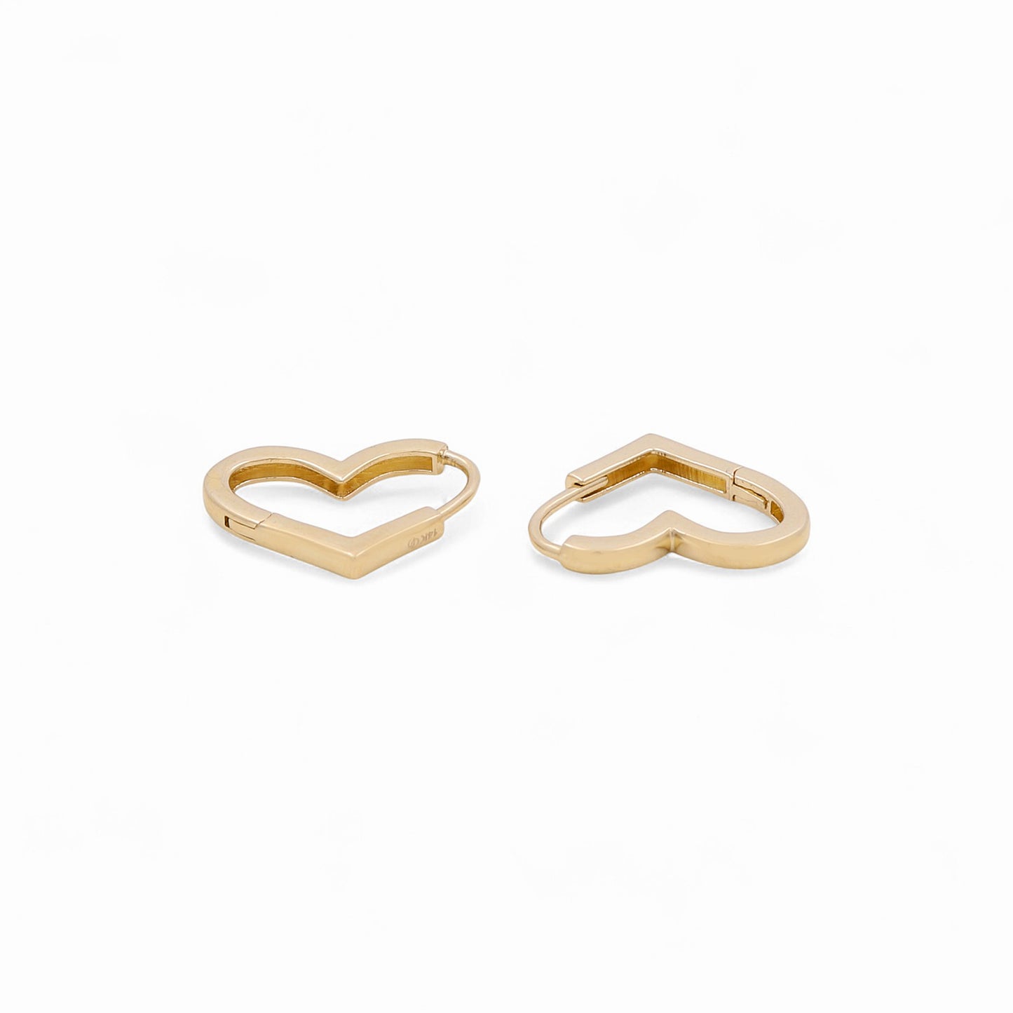 14K Yellow Gold Heart Hoops Earrings / Size: 15 MM / Weight: 2.2 GR / IEEEH4HR-1