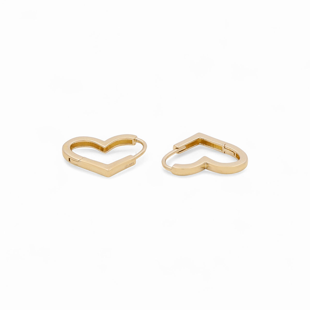 14K Yellow Gold Heart Hoops Earrings / Size: 15 MM / Weight: 2.2 GR / IEEEH4HR-1