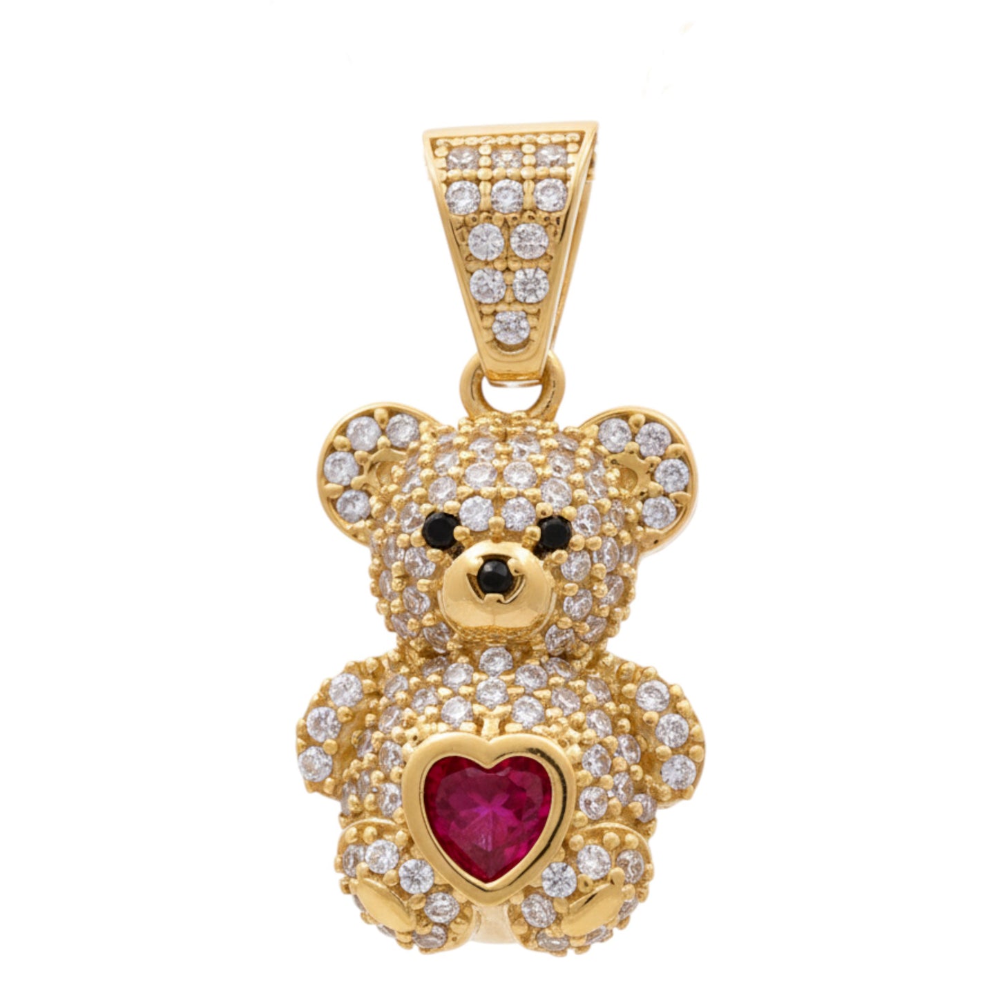14K Yellow Gold Fashion Bear Pendant with Red Cz / Weight: 3.1 GR / P18P-5