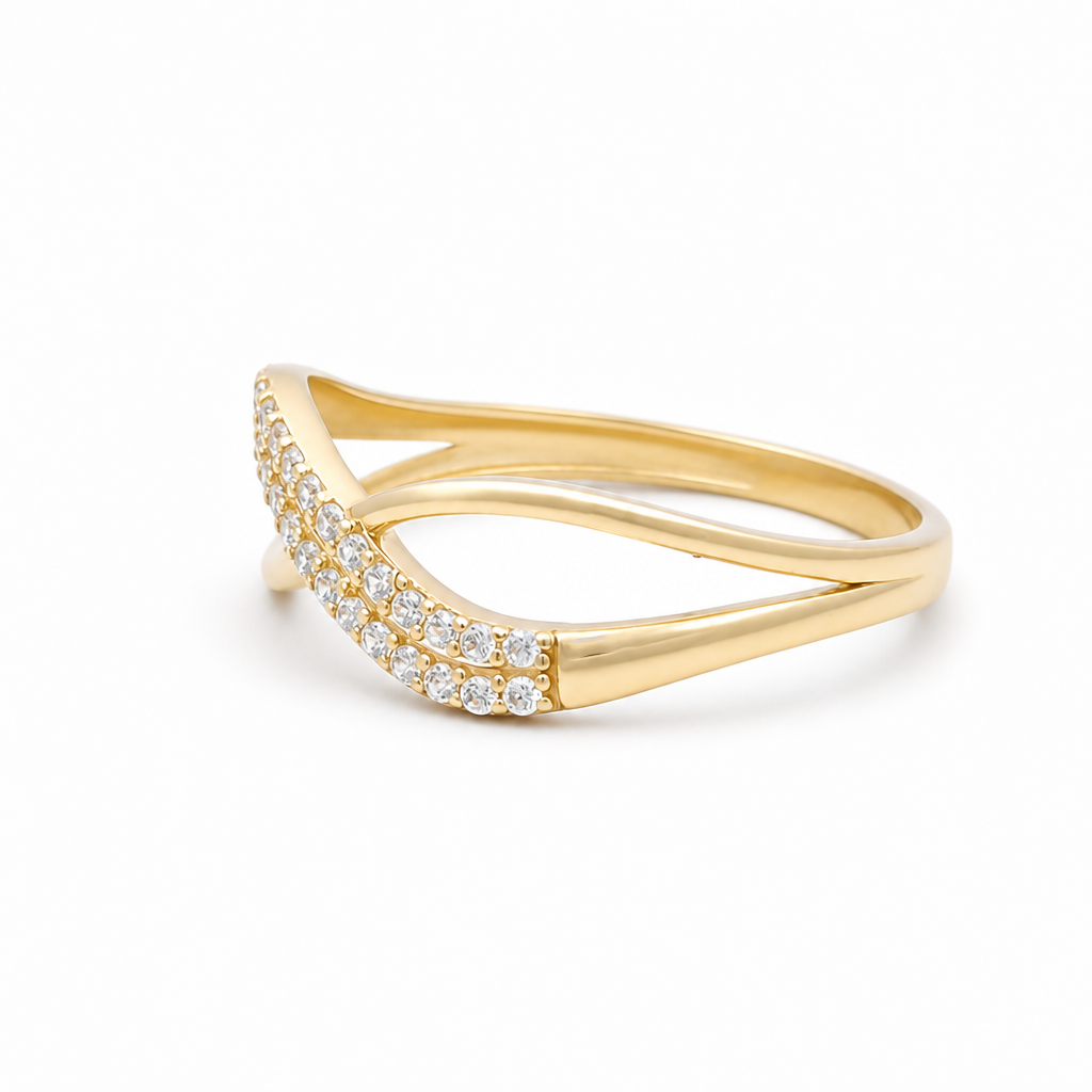 10K Yellow Gold Fashion Women's Ring with Cz / Size: 7 / Weight: 1.3 GR / CQWR0FS-32