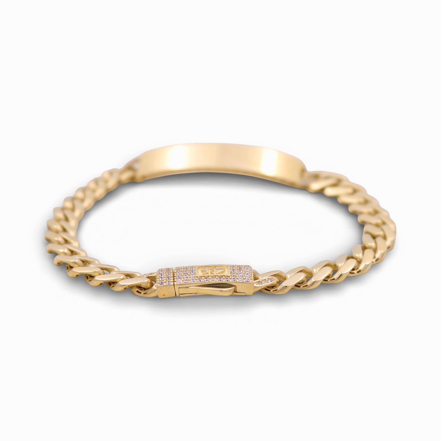 10K Yellow Gold Monaco ID Bracelet / CZ / Size: 6.5mm 7.5" / Weight: 8.6 GR / DQWB0MONID6.5-7.5
