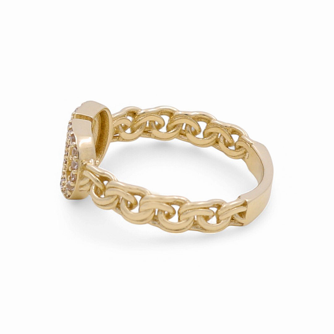 10K Yellow Gold Fashion V Women's Ring with CZ / Size: 8.5 / Weight: 2.8 GR / DPWR0V