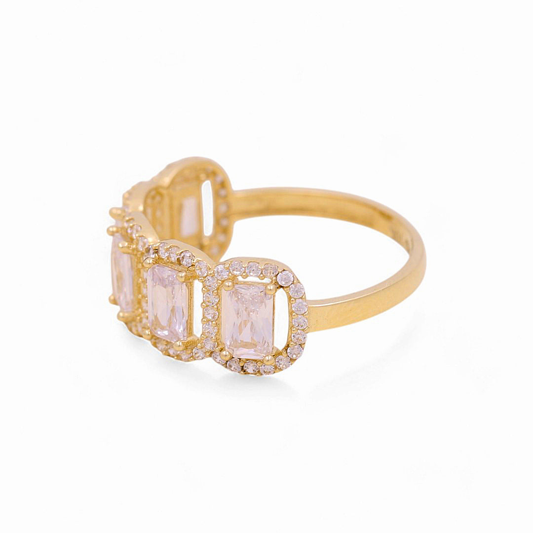 10K Yellow Gold Women's Fashion Ring with White Cz / Size: 7 / Weight: 1.9 GR / P03R-3321