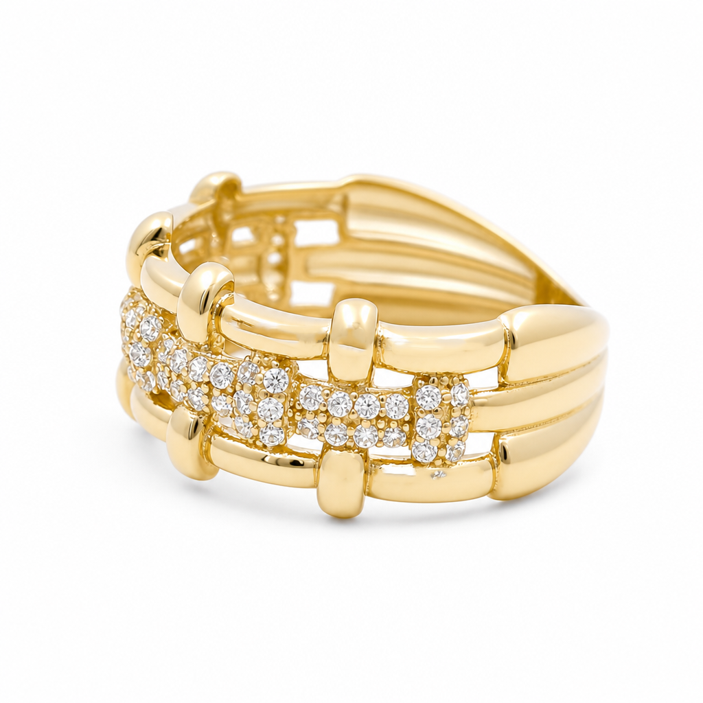 10K Yellow Gold Fashion Women's Ring with Cz / Size: 8 / Weight: 2.6 GR / CQWR0FS-31