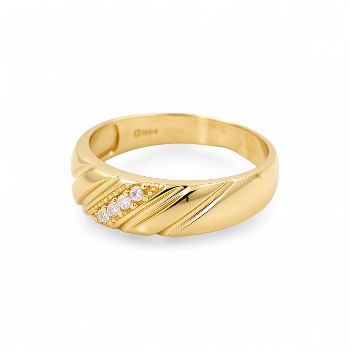 14K Yellow Gold Men’s Wedding Band / Stone: Cz / Size: 10.5 / Weight: 3.9 GR / DEEMWB4BS-11