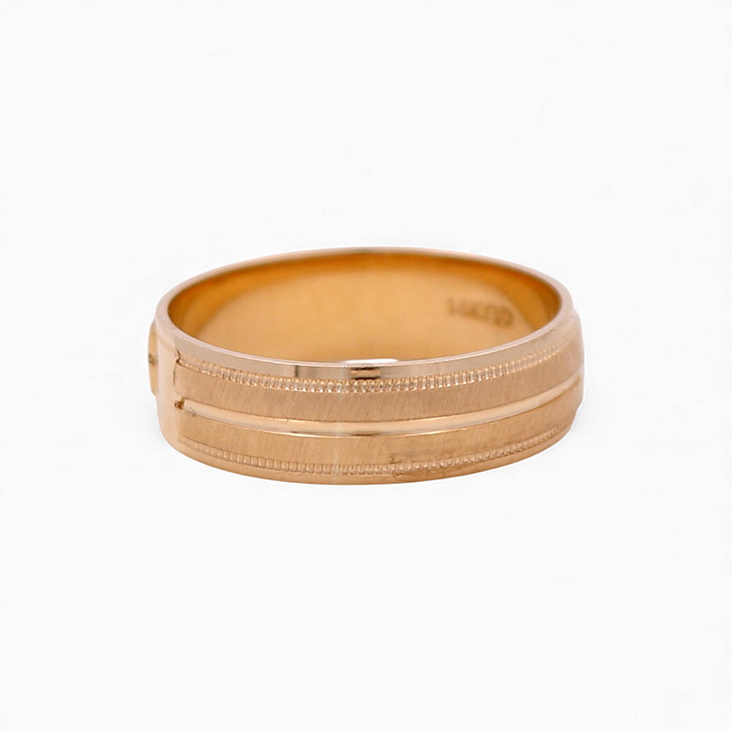14K Yellow Gold Men’s Wedding Band with Design / Size: 10 / Weight: 4.7 GR / DEEMWB4DS-2