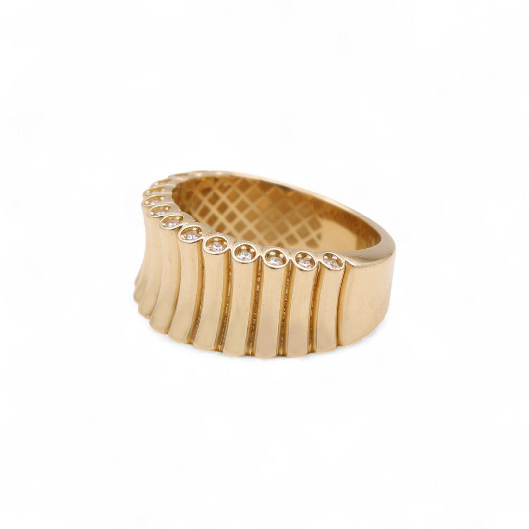 14K Yellow Gold Fashion Women's Ring with Cz / Size: 8 / Weight: 5.2 GR / COWR4FS-167
