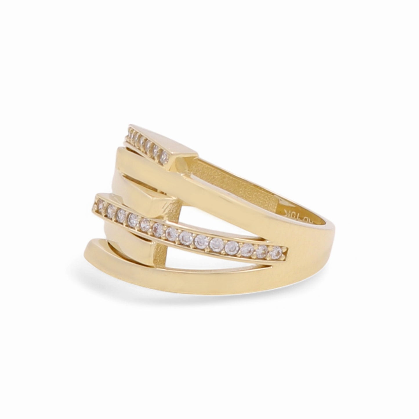 10K Yellow Gold Fashion Women's Ring with Cz/ Size: 8 / Weight: 2.5 GR / Y23-62