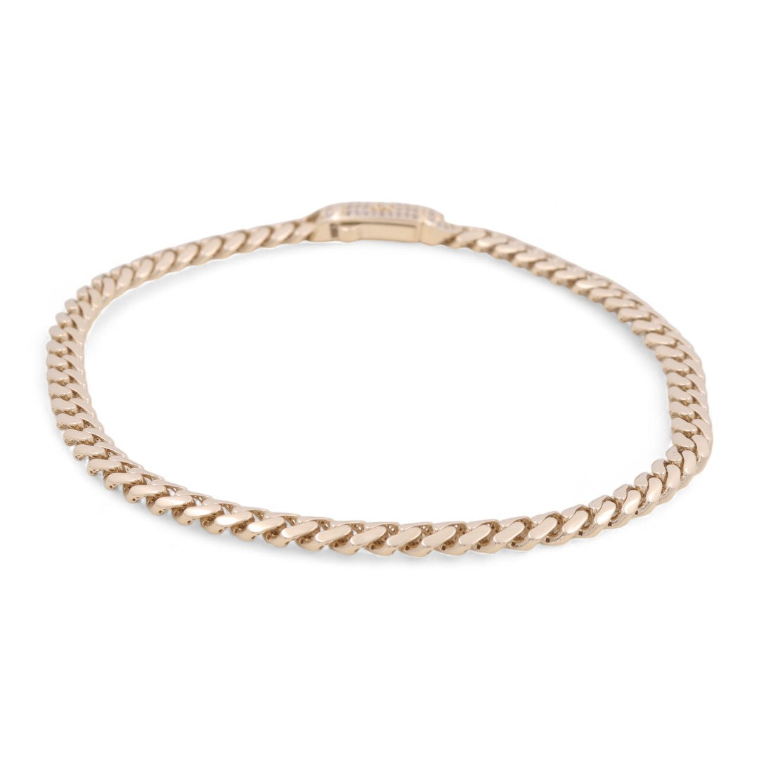 14K Yellow Gold Women’s Anklet Bracelet / CZ /Size 10" 5mm / Weight: 13.3 GR / COAB4MON5-10