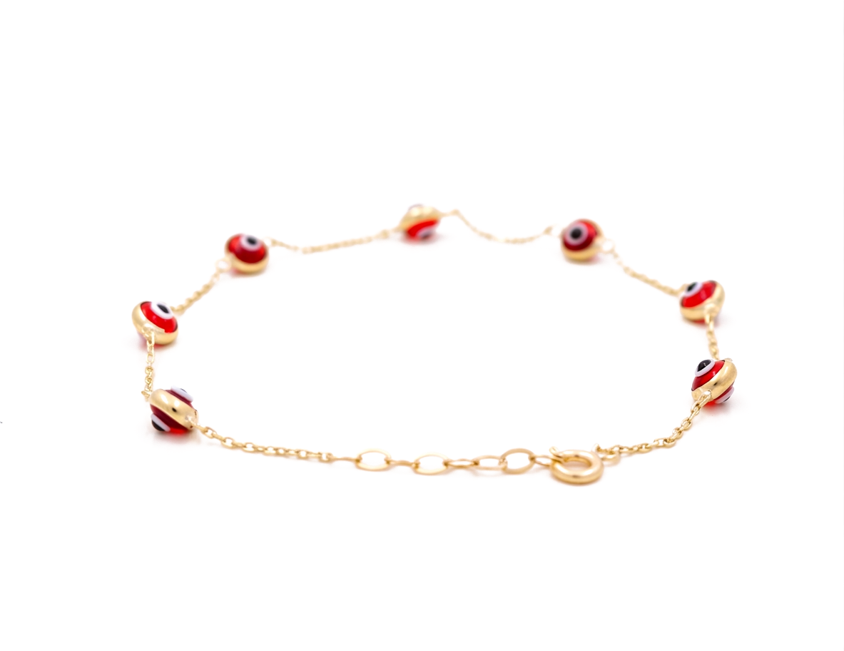 10K Yellow Gold Red Eyes Women's Bracelet / Size: 7.5" / Weight: 1.7 GR / BCFWB0EY