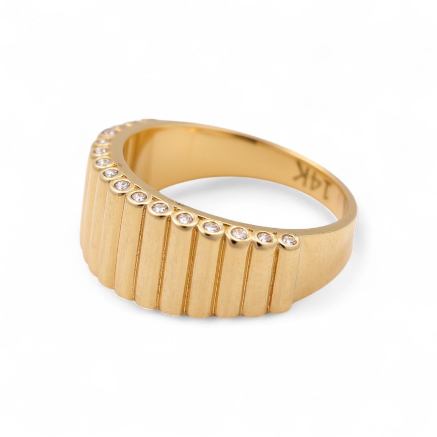 14K Yellow Gold Fashion Women's Ring with Cz / Size: 8 / Weight: 3.6 GR / COWR4FS-175