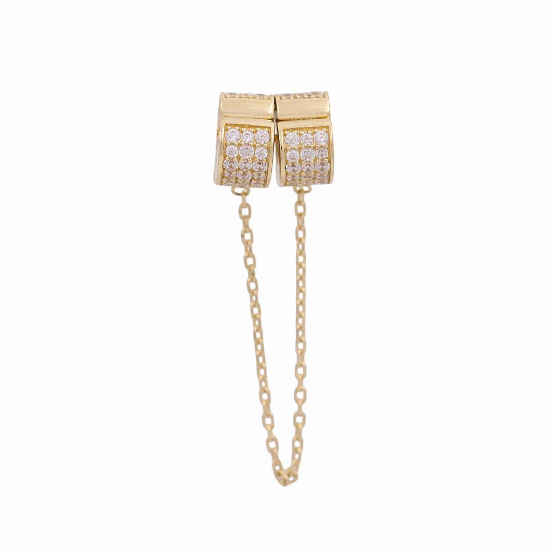 14K Yellow Gold Heart Safety Lock Charm with CZ/ Weight: 4.2 GR / Stone: Cz / P24CH-222