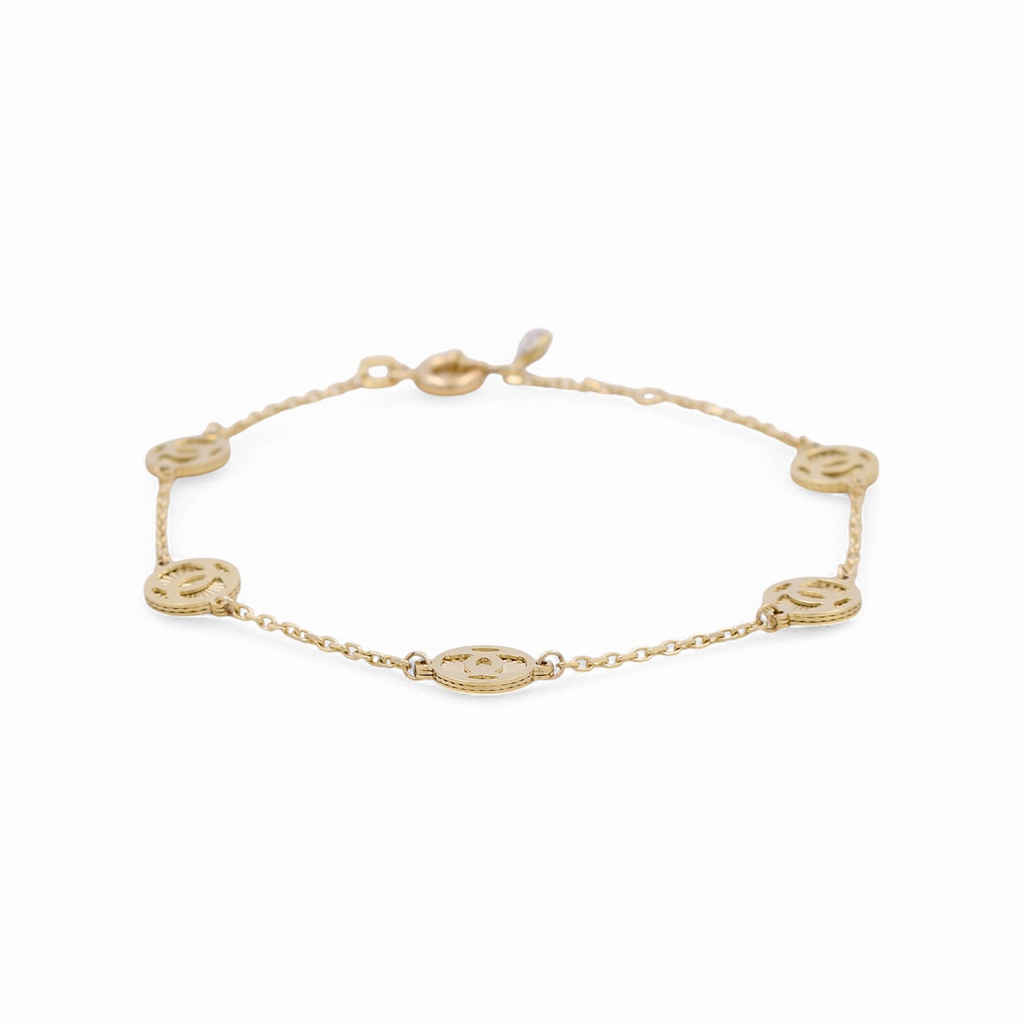 14K Yellow Gold Fashion CC Women's Bracelet / Size: 7” / Weight: 4 GR / DPWB4CC