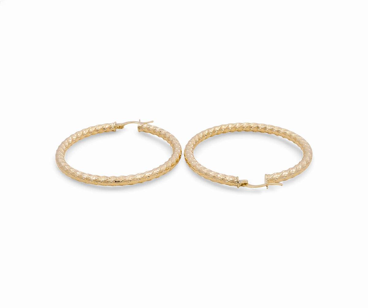10K Yellow Gold Twist Hoops Earrings / Size: 3.5mm X 41mm / Weight: 5.4 GR / DPEH0TR3.5x41