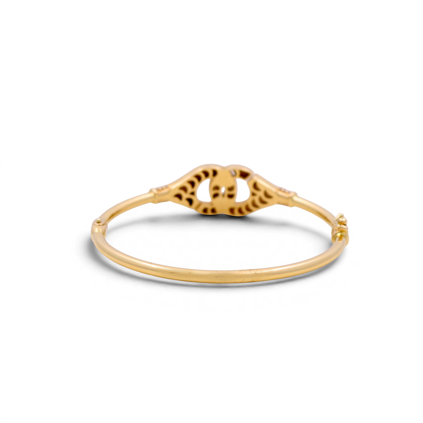 14K Yellow Gold SemiSolid Fashion Bangle Bracelet with Cz / Weight: 7.8 GR / COBB4FS-18