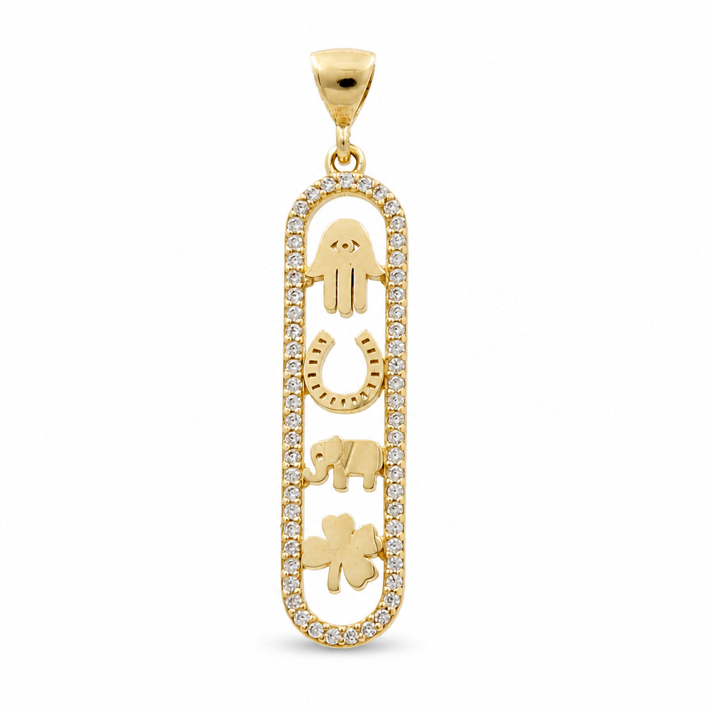 10K Yellow Gold Lucky Pendant with Cz / Weight: 1.5 GR / DQPD0FS-3