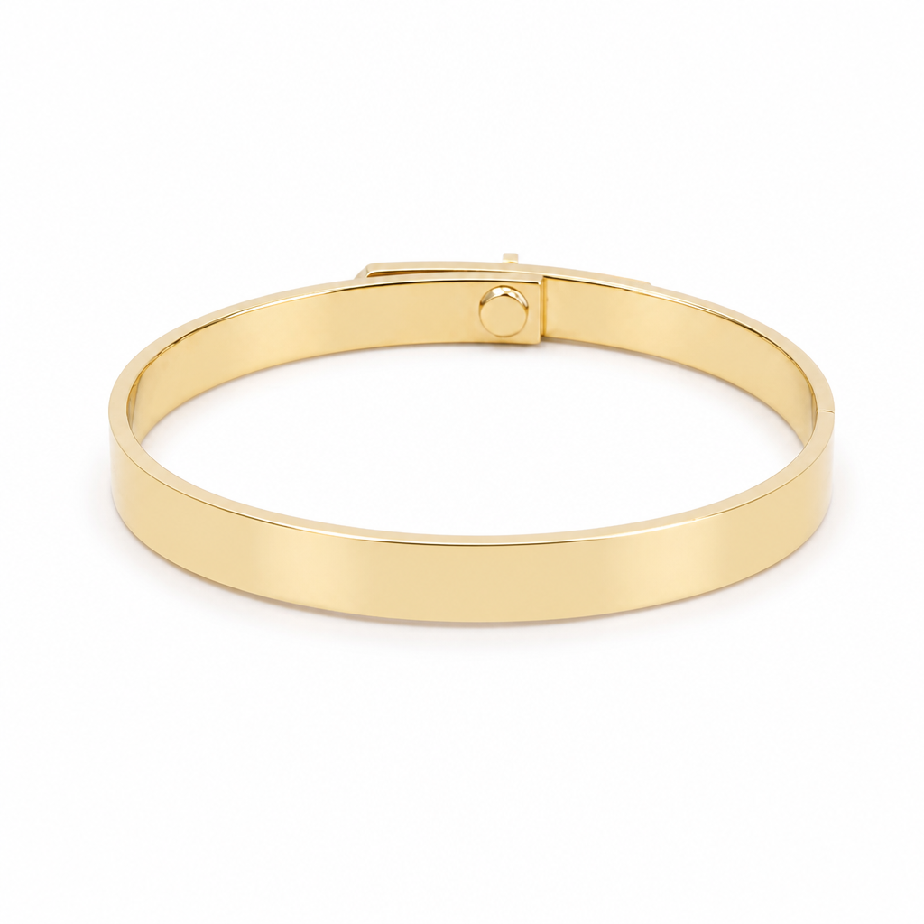 14K Yellow Gold Semisolid Fashion Bangle Bracelet with Cz / Size: 17 / Weight: 11.9 GR / DQBB4FS