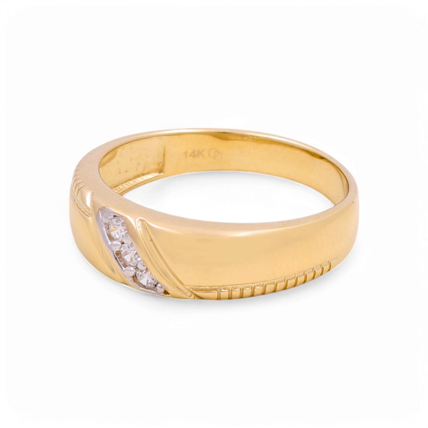 14K Yellow Gold Men’s Wedding Band / Stone: Cz / Size: 10 / Weight: 4.3 GR / KEEMWB4BS-7