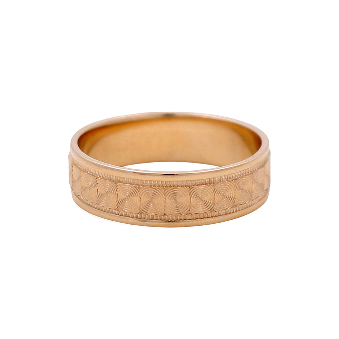14K Yellow Gold Men’s Wedding Band with Design / Size: 10 / Weight: 4.6 GR / WBEEMWB4DS-8
