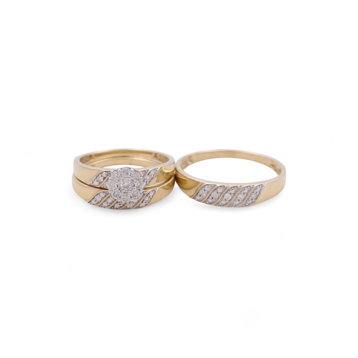 10K Yellow Gold Diamond Trio Set Ring / Stone: 0.33Ct / Size 7 & 10 / 283629Y