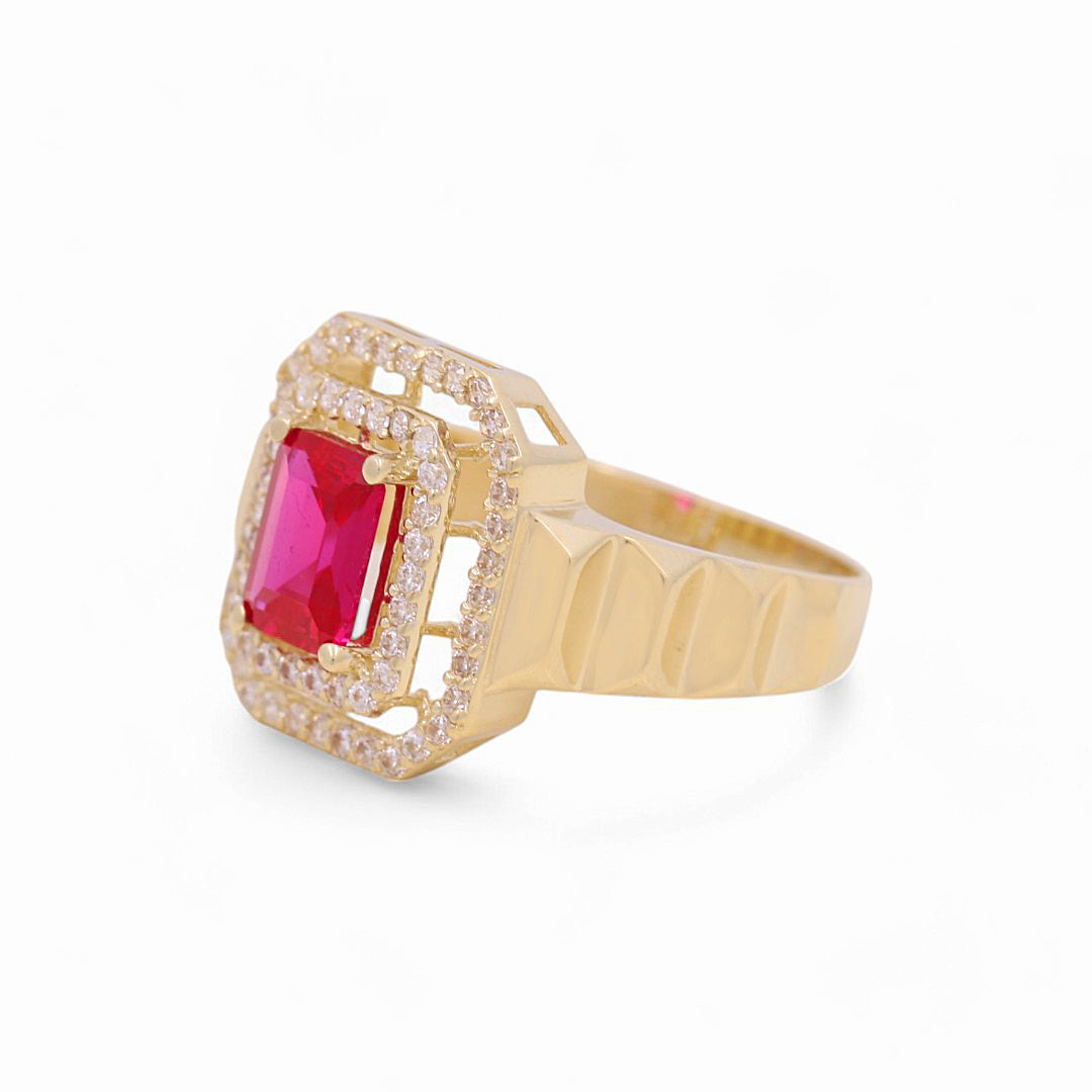 10K Yellow Gold Women's Fashion Ring with Pink Cz / Size: 7 / Weight: 2.4 GR / P53R-51