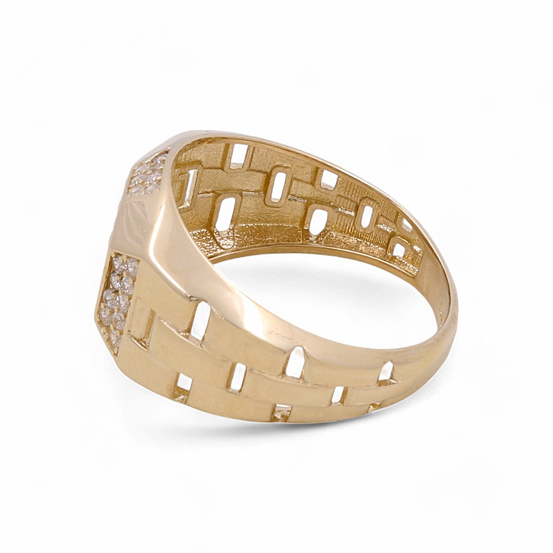 14K Yellow Gold Fashion Men's Ring / CZ / Size 9.5 / Weight: 4.2 GR / COMR4FS-1