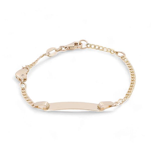 14K Yellow Gold Kids Bracelet with Heart / Size: 5.5” / CZ / Weight: 2.1 GR / CSBB4HR