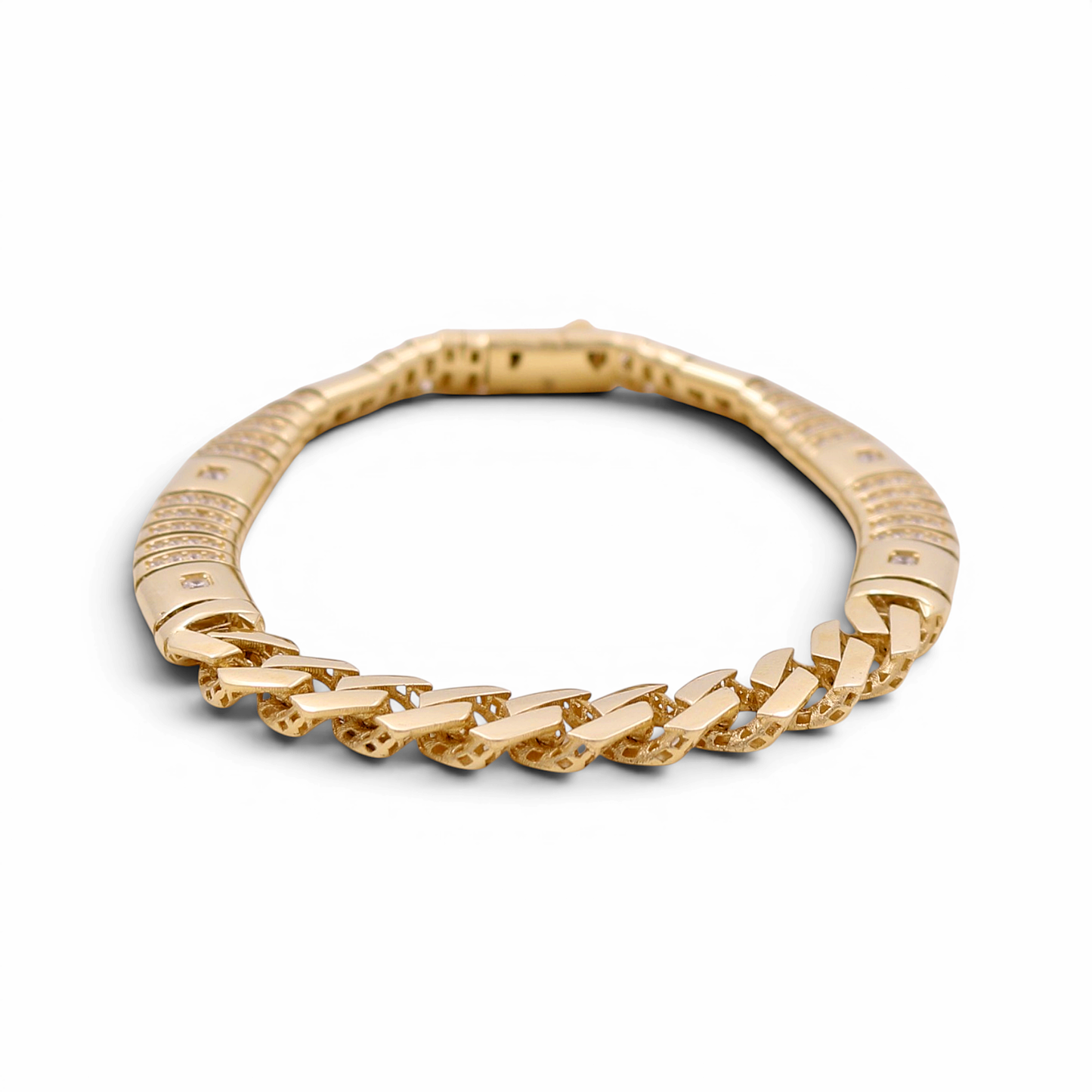 14K Yellow Gold Fashion Women's Bracelet with Cz / Size: 7" / Weight: 14.8 GR / ISWB4FS-17