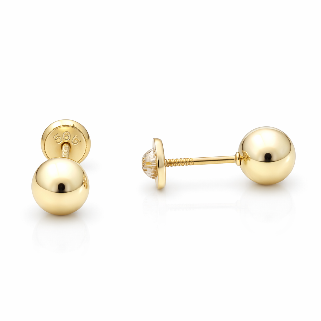14k Yellow Gold Ball Stud Earrings / 6-B-6