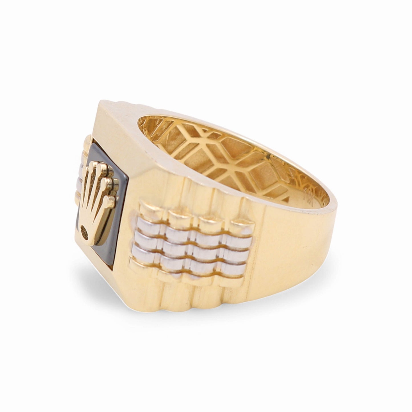 14K Yellow and White Gold Fashion RX Men's Ring with Onyx / Size: 11.5 / Weight: 8.1GR / CPMRTT4RX