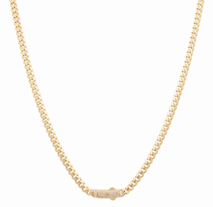 14K Yellow Gold Monaco Chain / Size: 5mm 22" / Stone: Cz / Weight: 23.1gr / DOCH4MON5-22