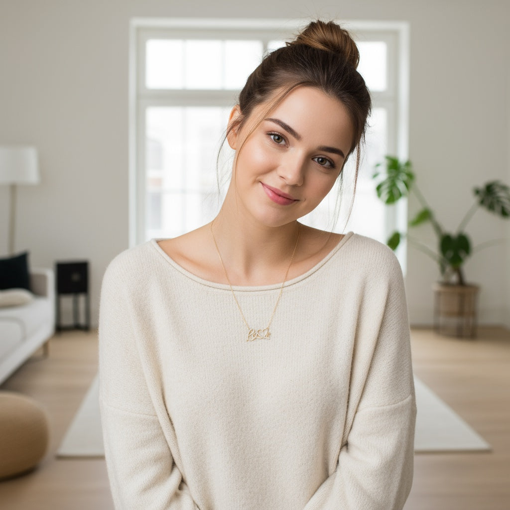 14K Yellow Gold Love Women's Necklace with Heart / Stone: Cz / Size: 18” / Weight: 3.7 GR / CONK4HR-2